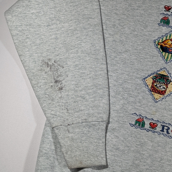 Vintage 90s Sz Large Friendship Recipe Collared Long Sleeve Sweatshirt - Picture 11 of 12